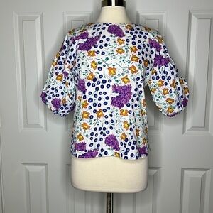 Oliphant Puff Sleeve Floral Top SzXS